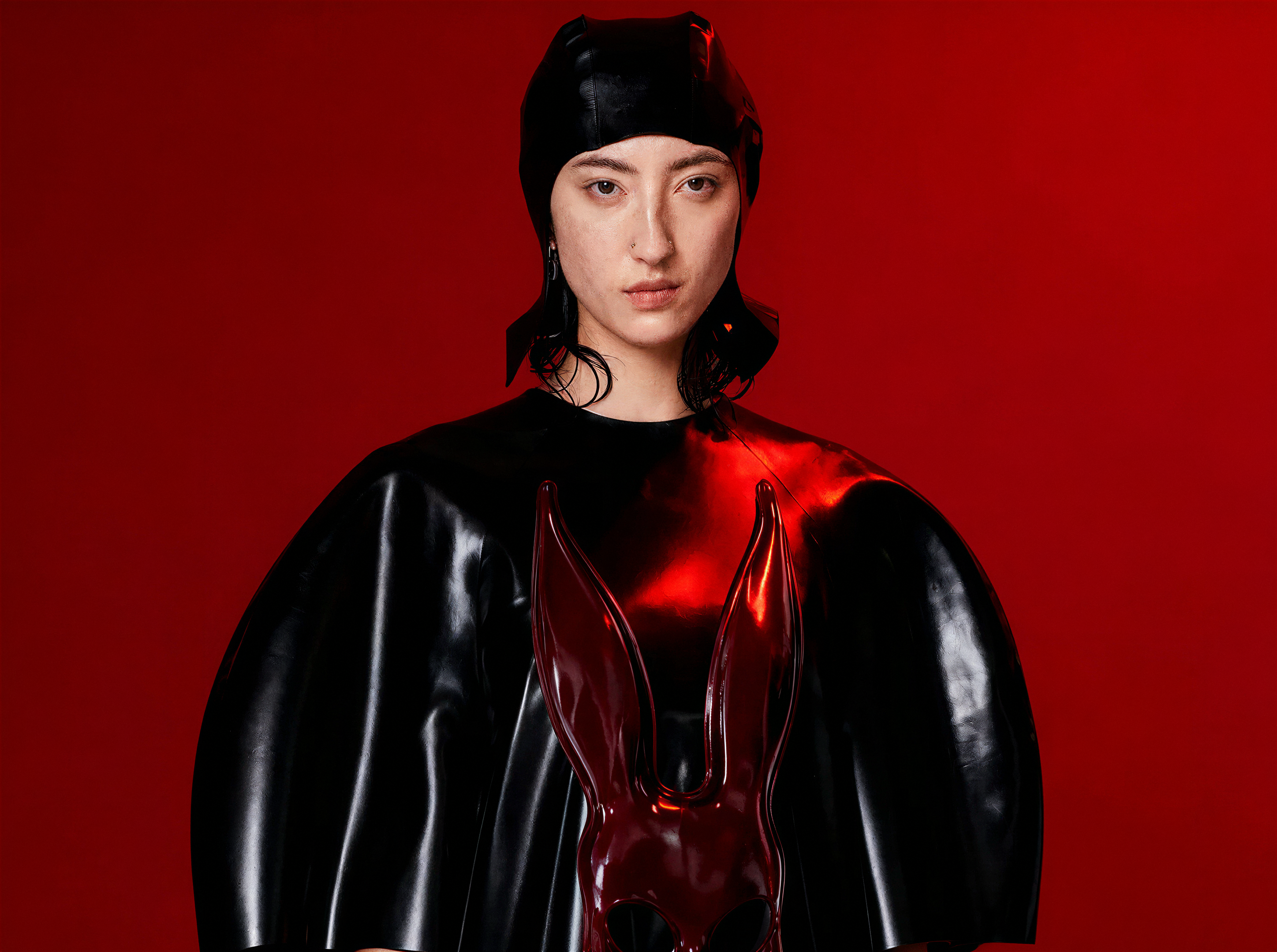 Oversized Latex T-Shirt with Logo