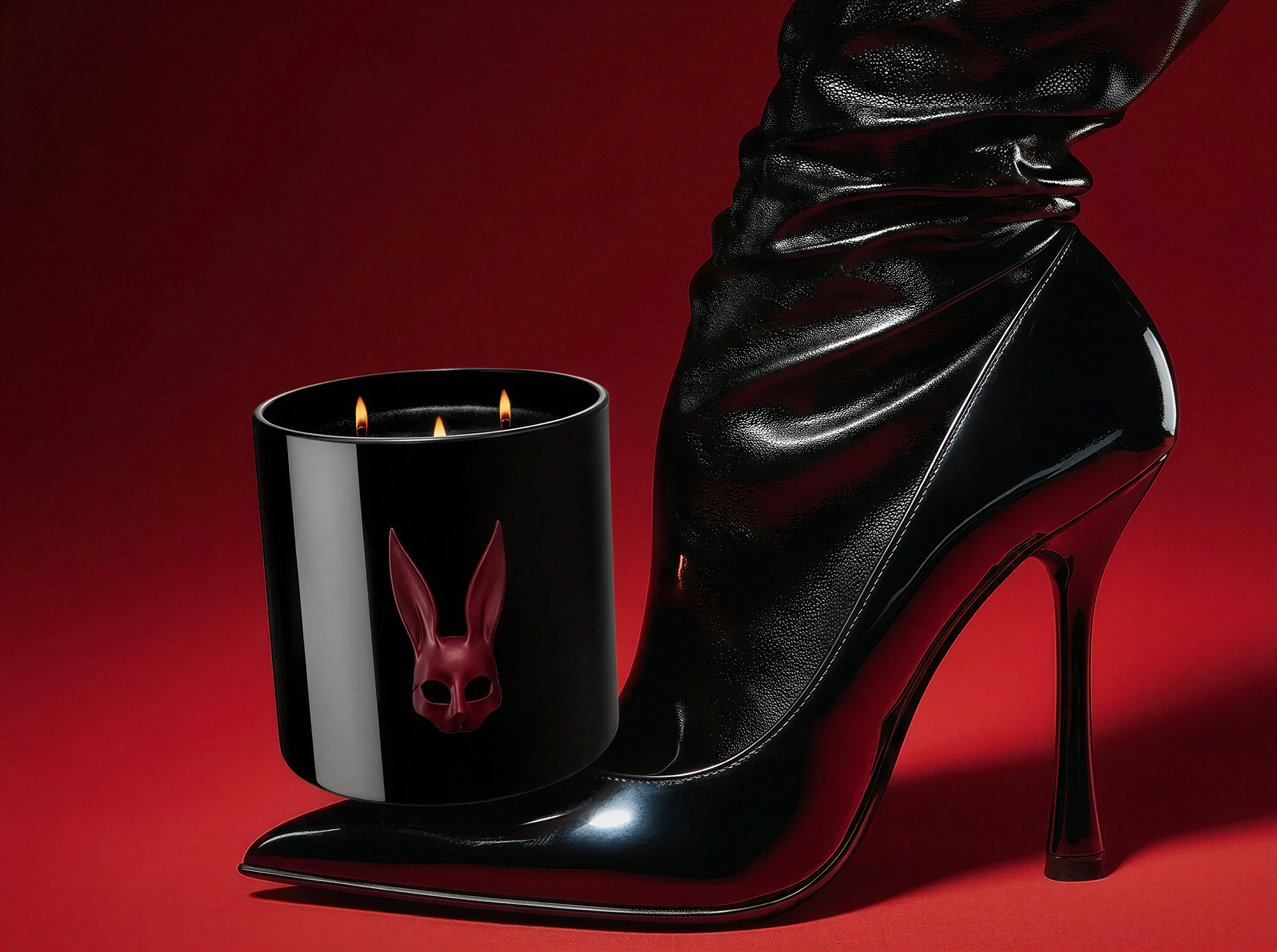 Black Candle with Burgundy Logo