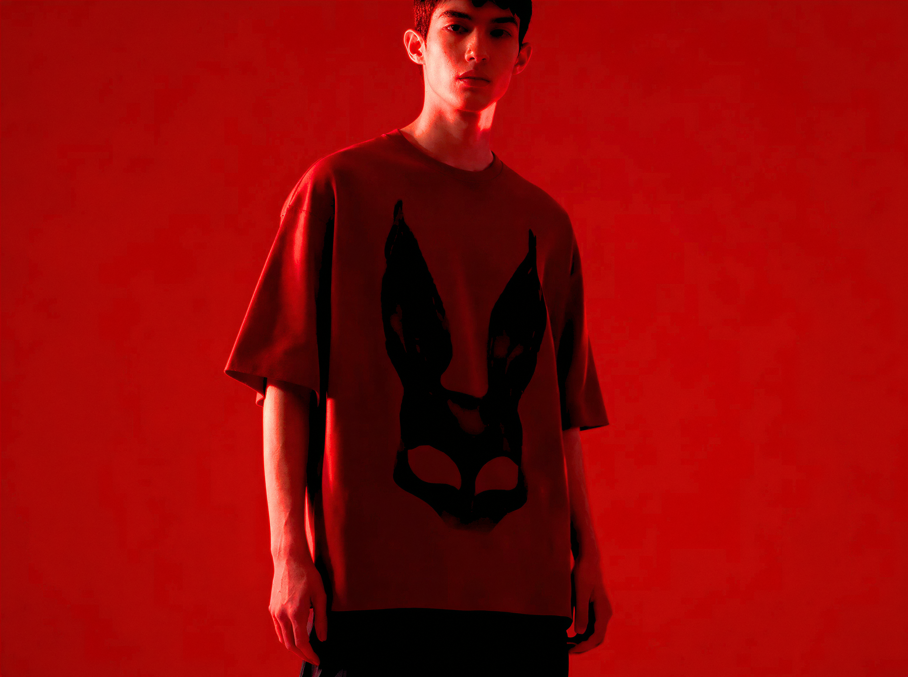 Burgundy T-Shirt with Logo Print